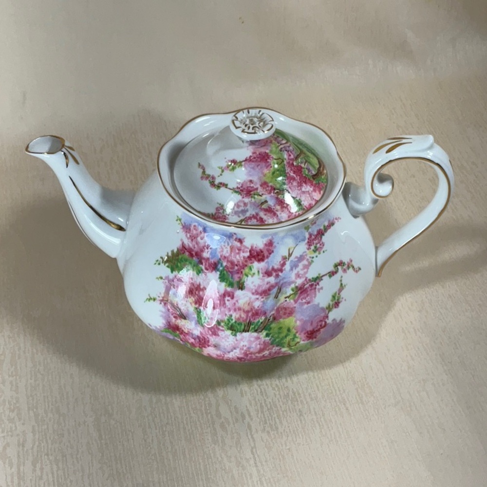 Royal Albert Blossom Time Teapot with Green and Pink Accents - Picture 2 of 16